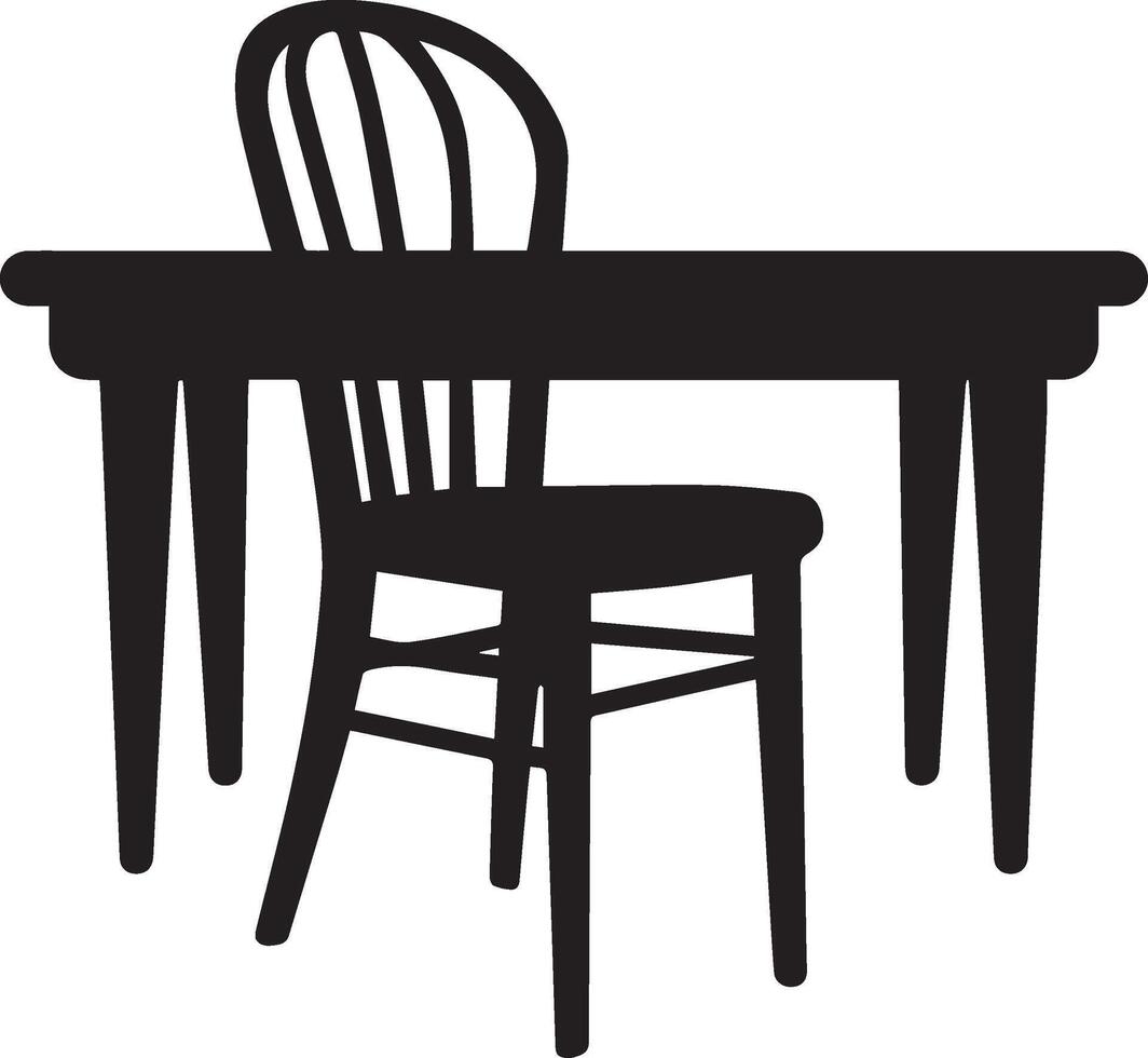A Chairs and table silhouette white background vector