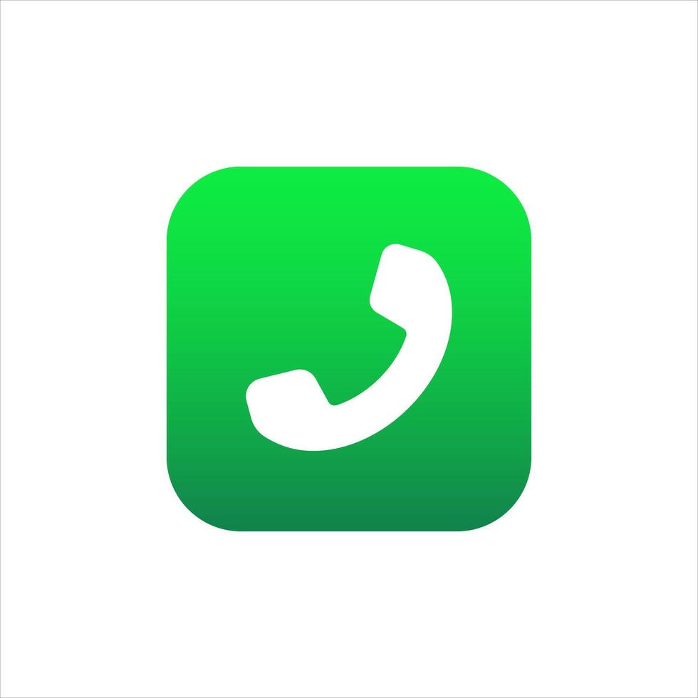 Icon of call application in green color with gradient for mobile phone. vector