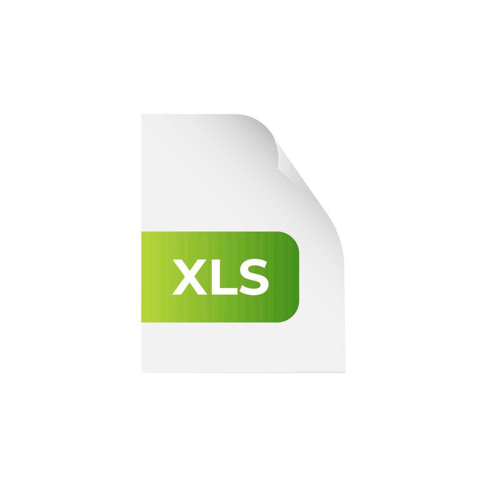 Green XLS document icon for computer with gradient. vector
