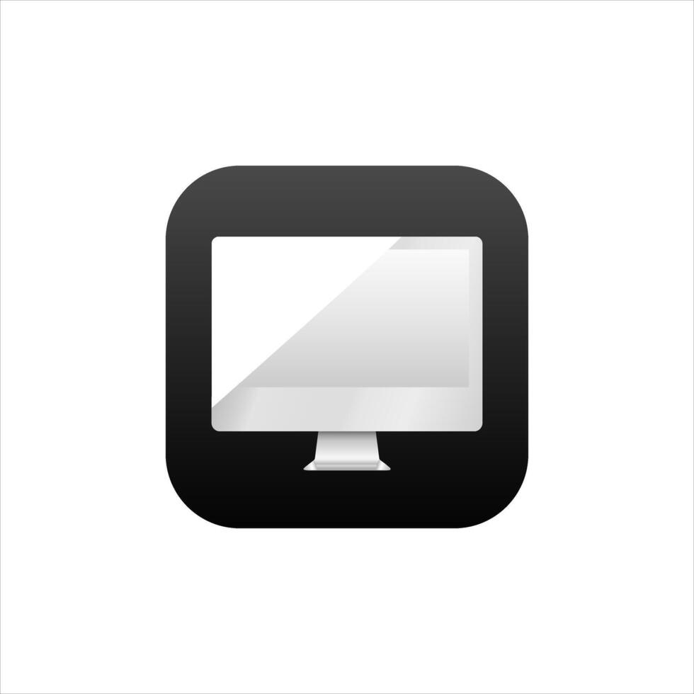 Logo of desktop on black background for mobile application with gradient. vector