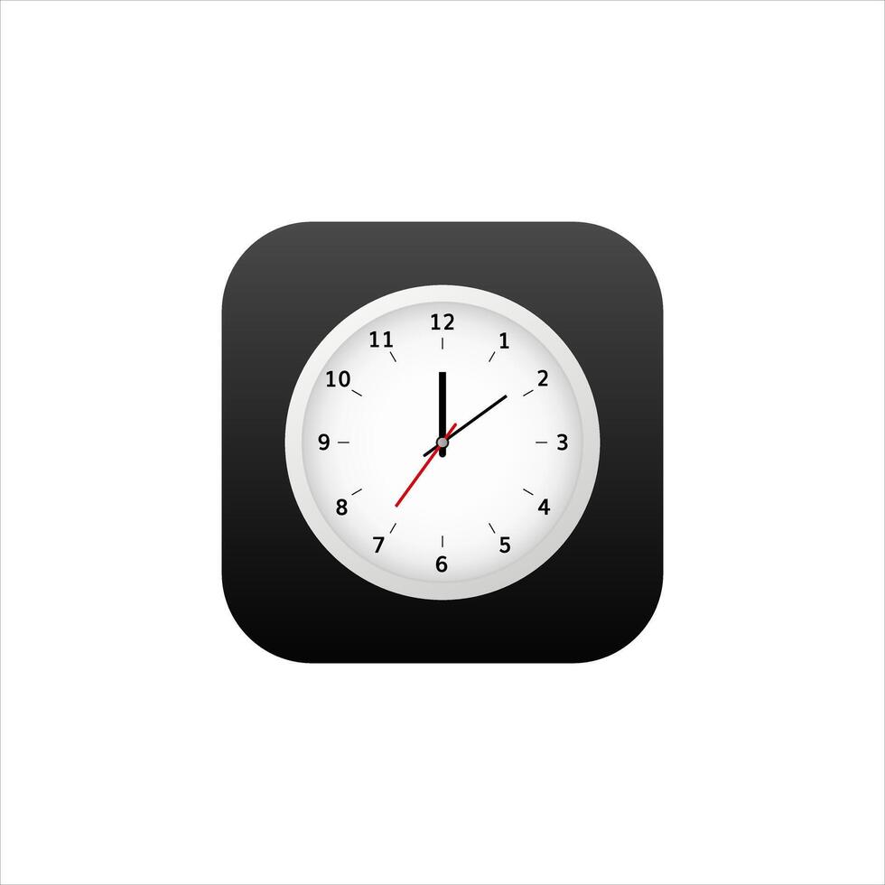 Icon of clock application in gray color with gradient for mobile phone. vector