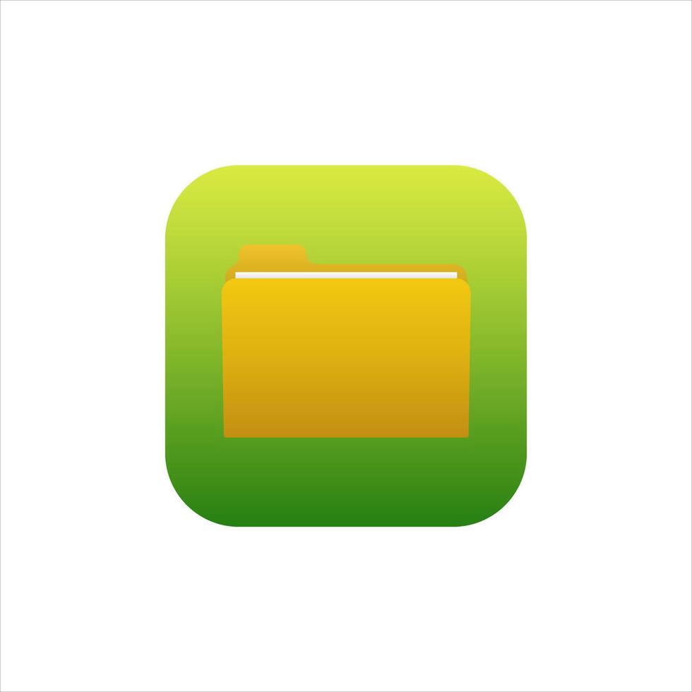 File manager application icon for mobile phone on green background with gradient. vector