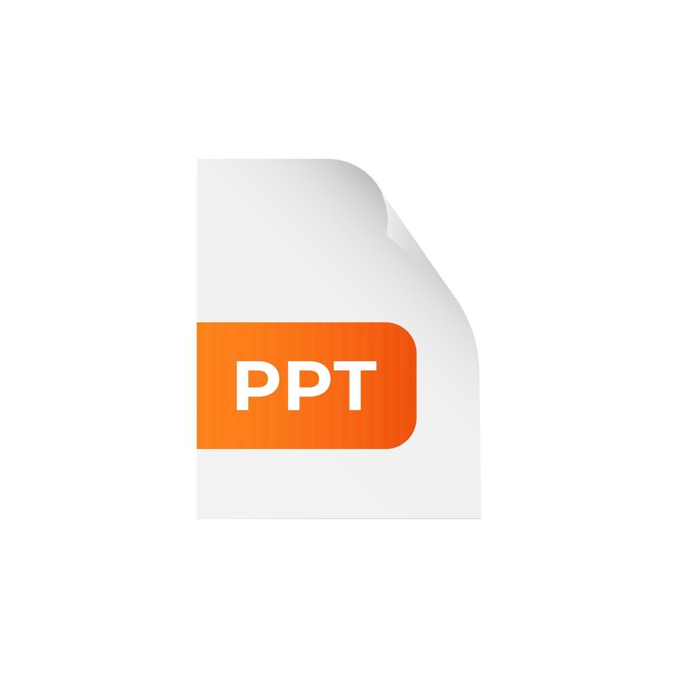 Orange PPT document icon for computer with gradient. vector