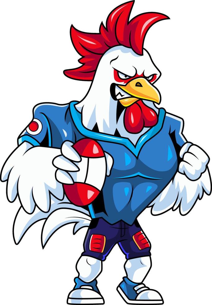 american football mascot chicken character vector