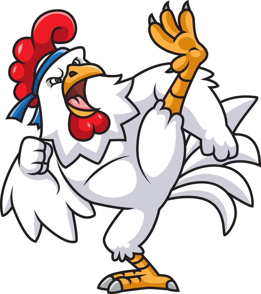 Angry rooster fighter character mascot design vector