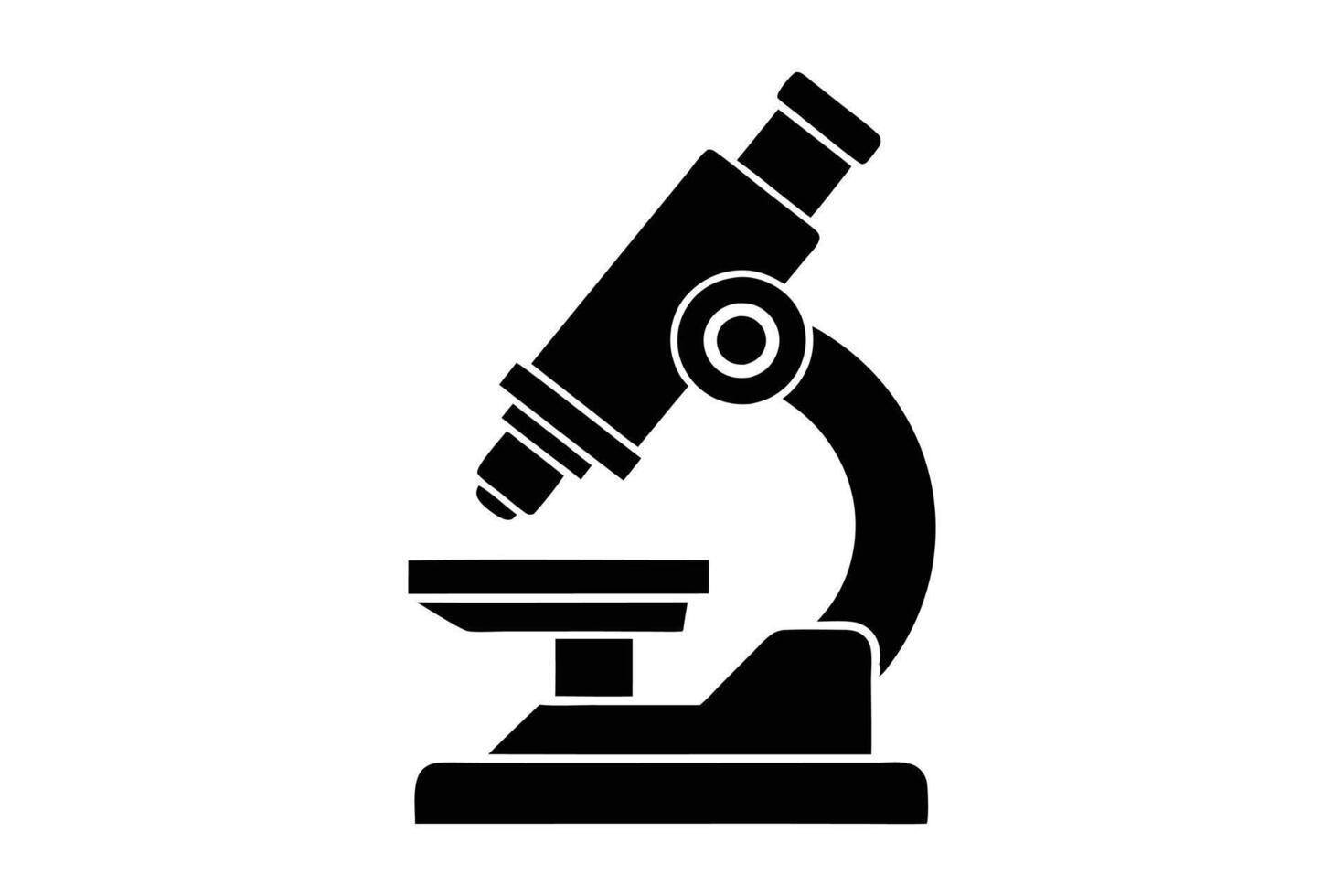 Microscope Silhouette, Science Equipment , Laboratory Tool Icon, Medical Research Clipart vector