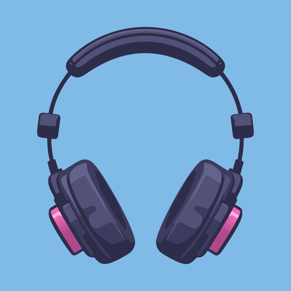 Black and pink headset with a blue background vector