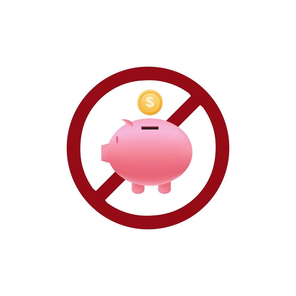 Ban pig bank icon. Forbidden icon sign. vector