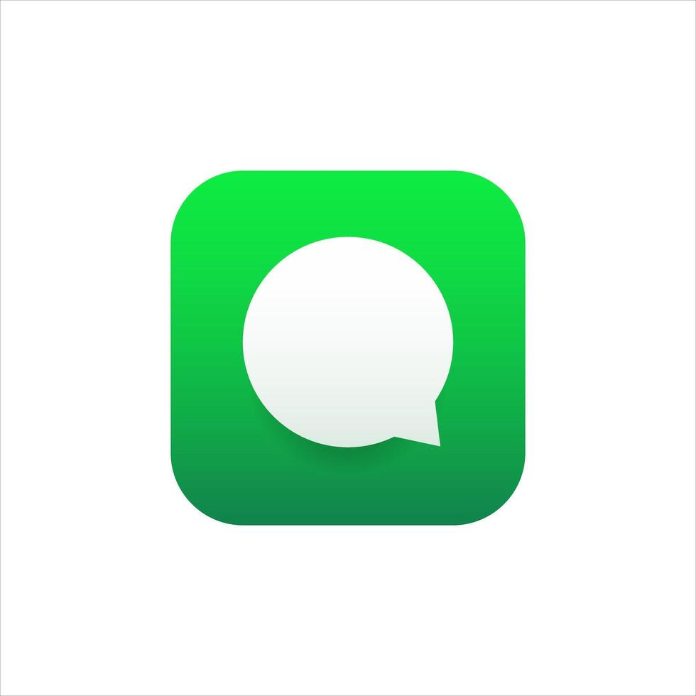 Message icon for mobile application in green modern style with gradient. vector