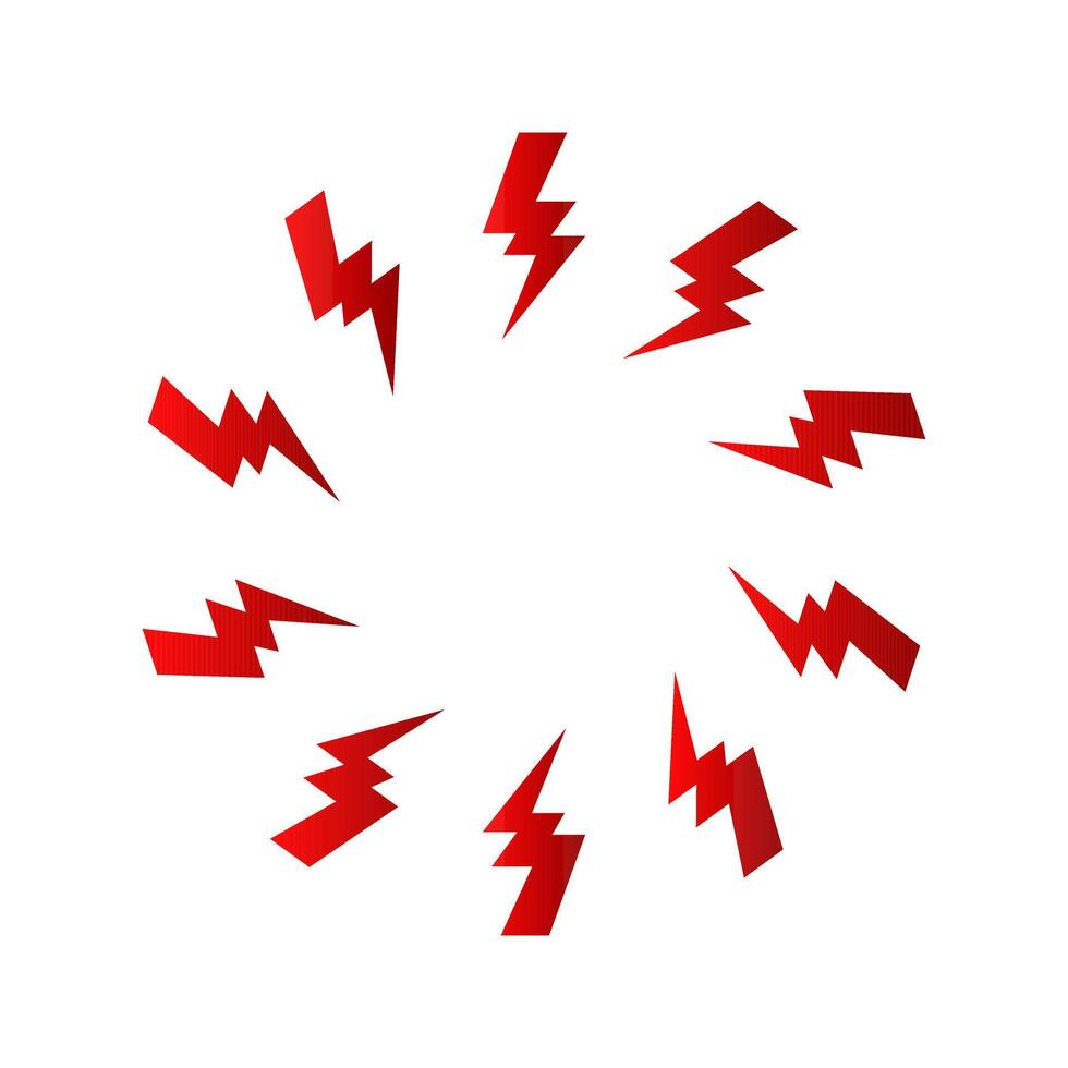 Red bolt zap circle frame with gradient. vector