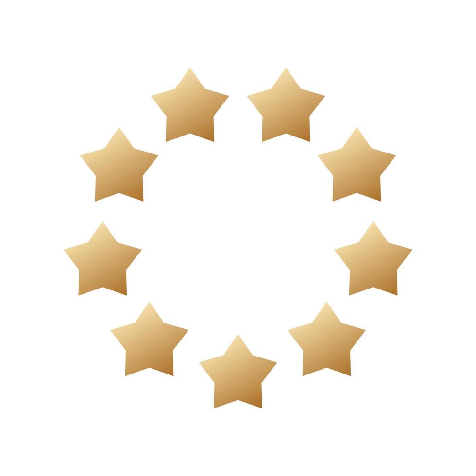 Golden stars circle frame. vector