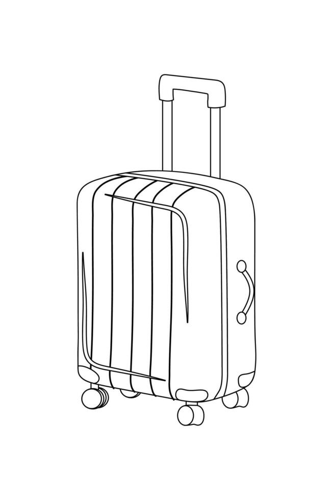Coloring cozy winter, cute suitcase black and white, line. vector
