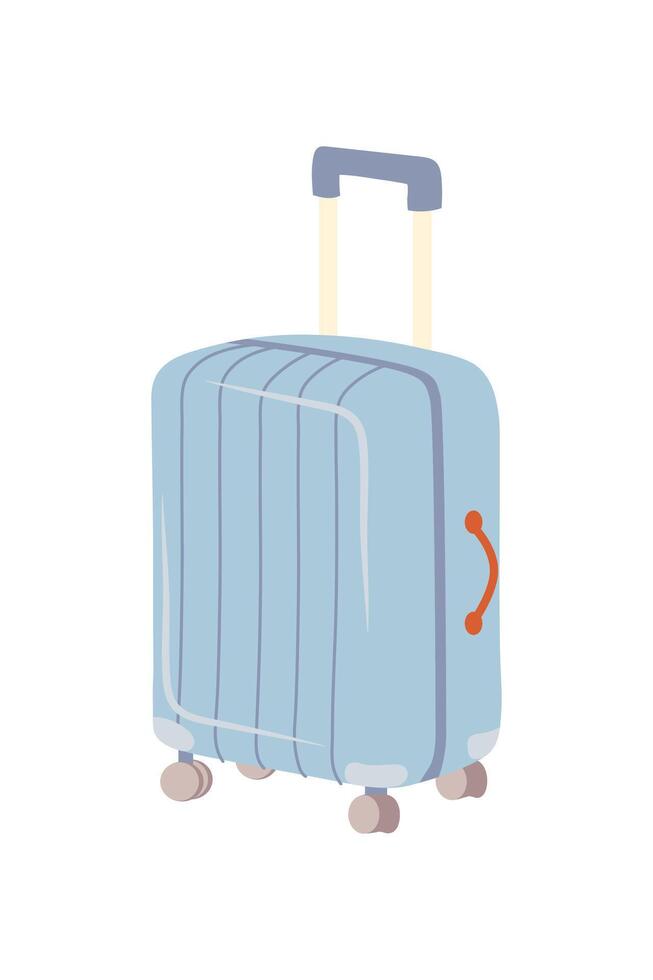 Travel suitcase, blue. Simple illustration, isolated white background. vector
