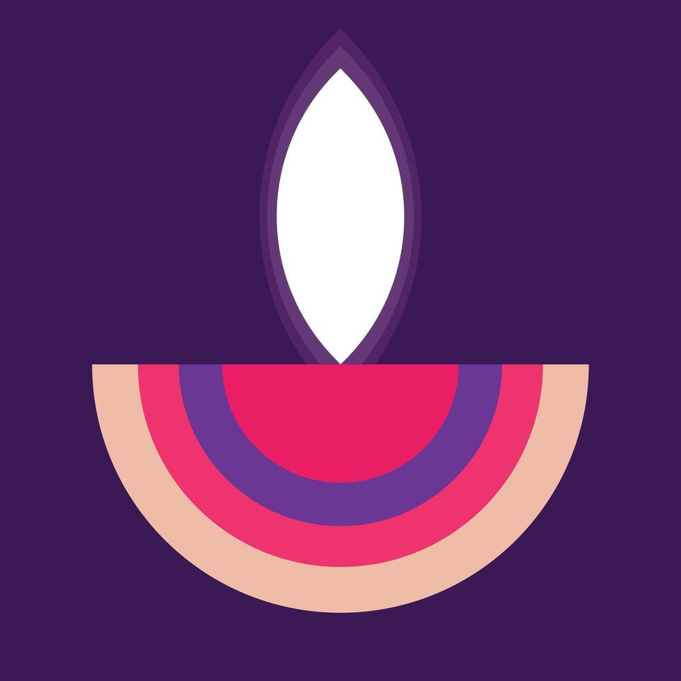 Diwali Oil Lamps. Traditional Indian clay diya lamp for Deepavali festival. Happy Diwali festival with oil lamp, vector