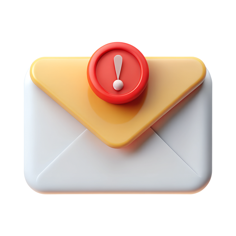 An email envelope with a red exclamation mark png