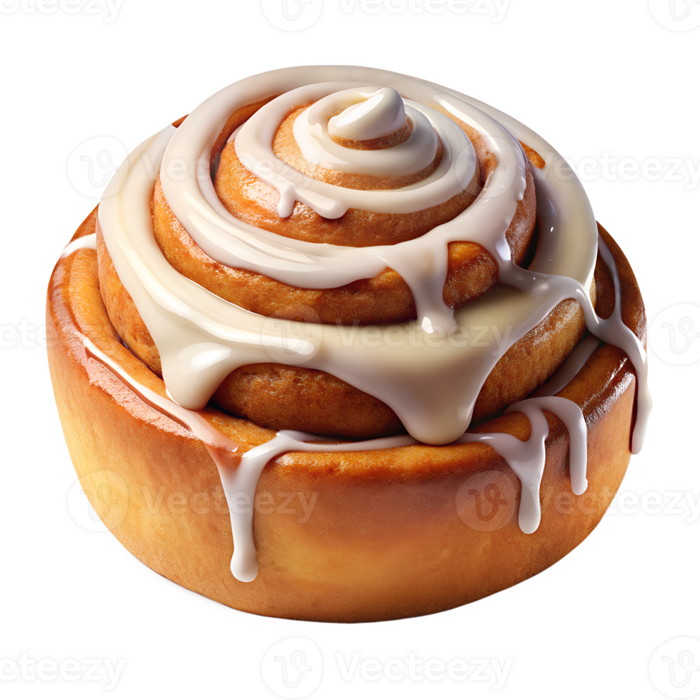 A cinnamon bun with icing on top png