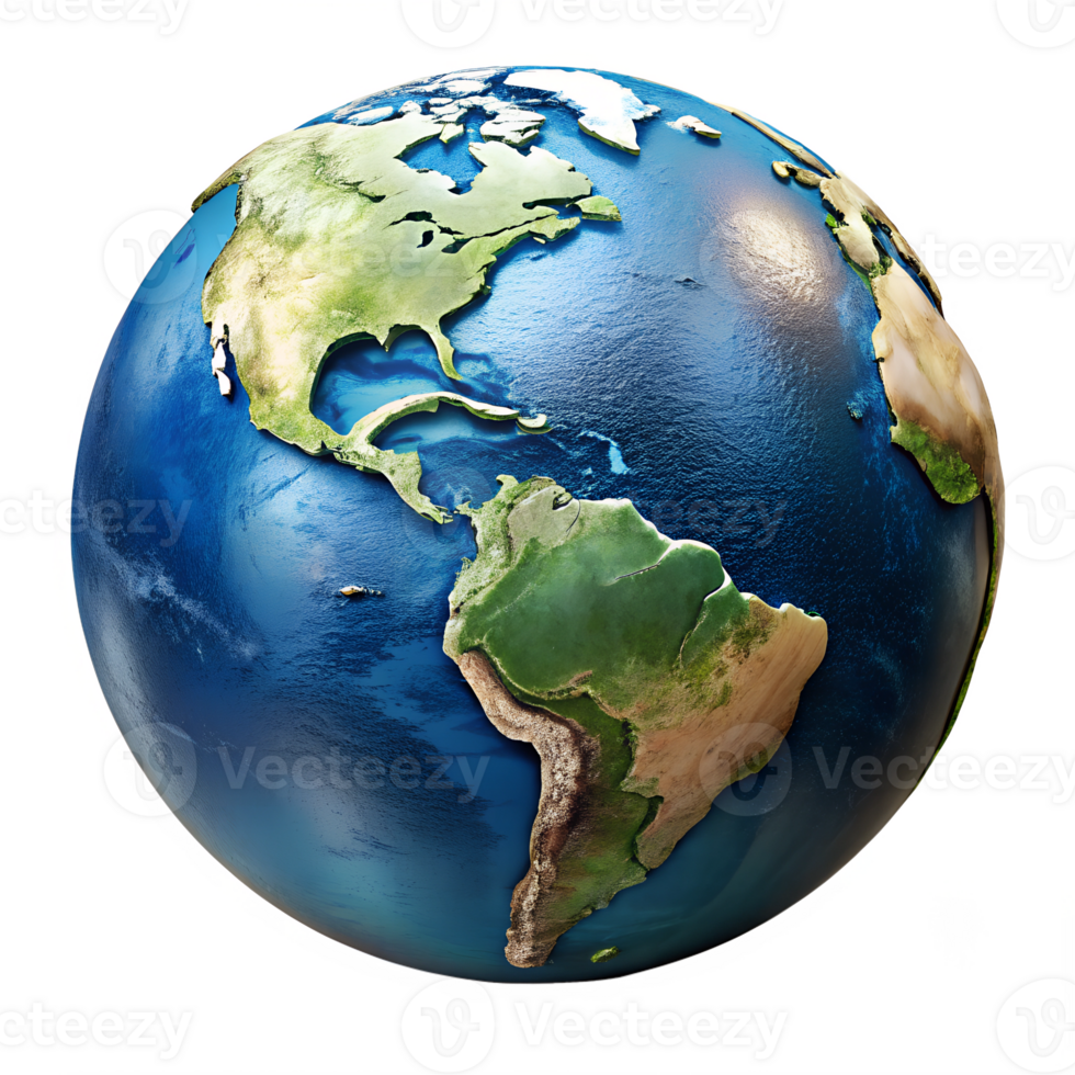 The earth is shown in a blue and green color png