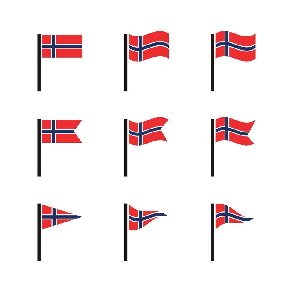 Set of national flag of Norway. Isolated on white background illustration vector