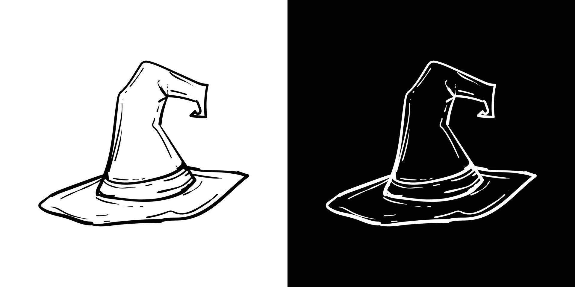 Halloween witch hat. Clip art hand drawing style. Creative doodle element. illustration vector