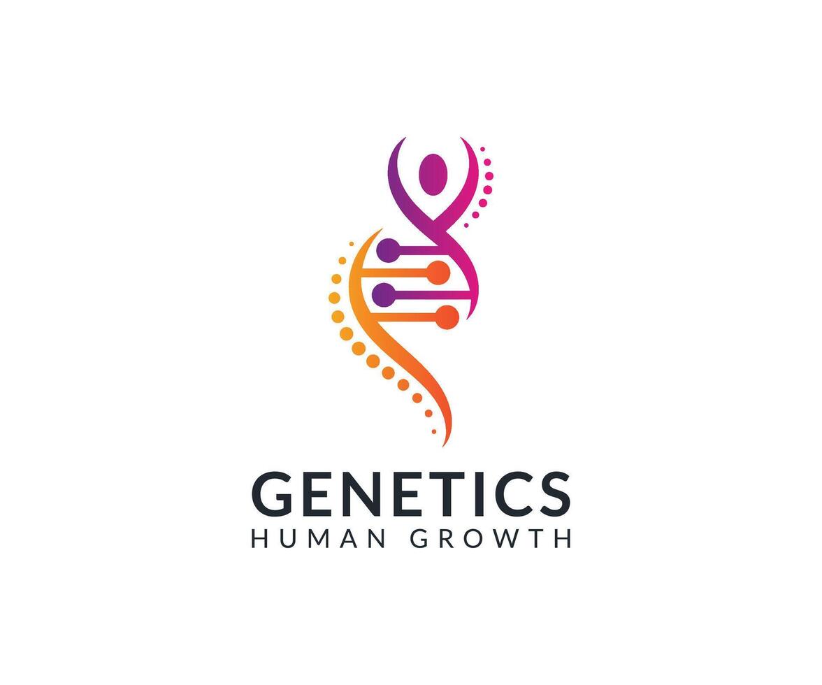 Genetics logo icon, symbol design with people concept. DNA and Genetics logo template for medical and healthcare clinics. vector