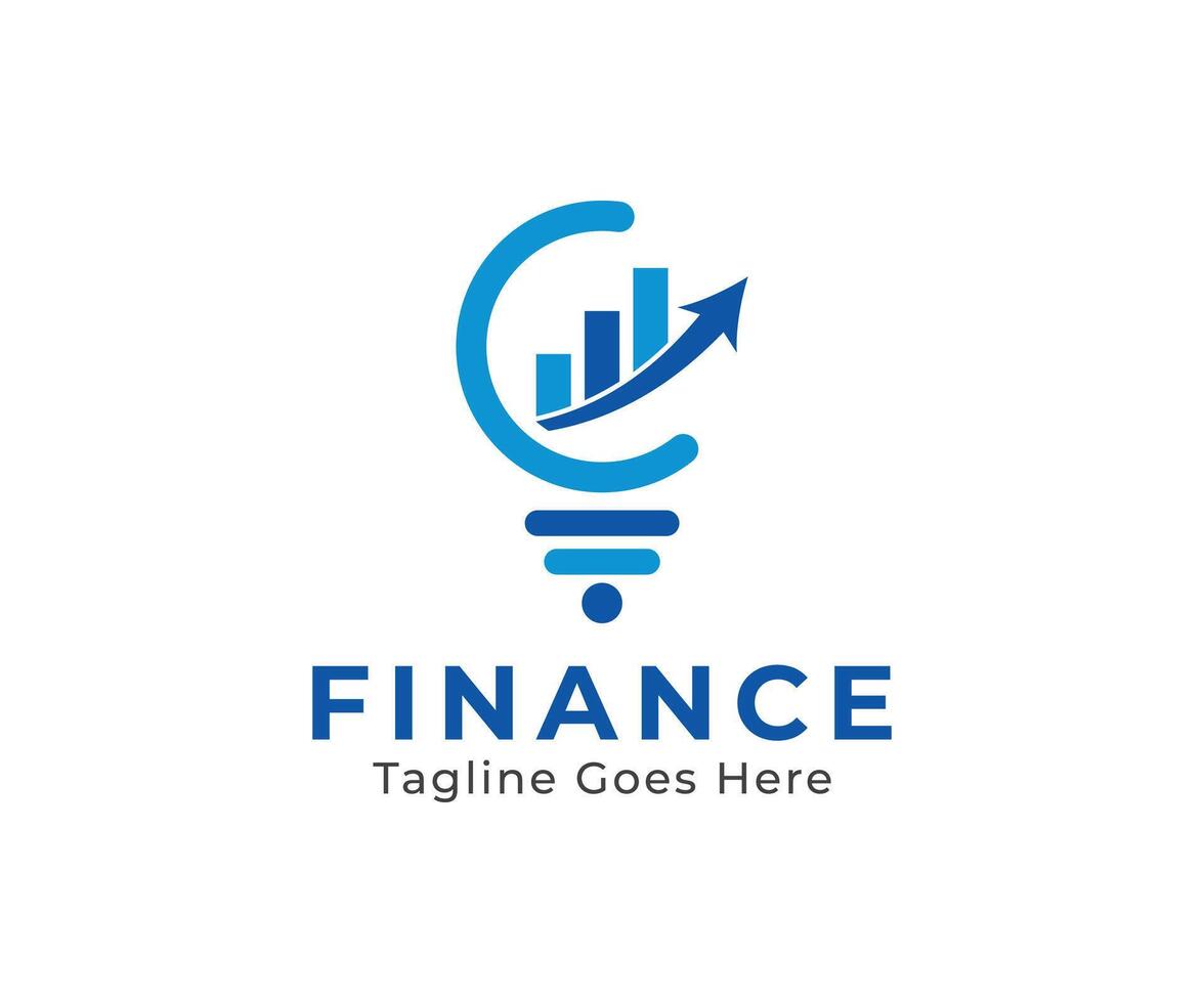 Abstract light bulb finance logo icon template design. Consulting and finance management business logo with financial growth icon. vector