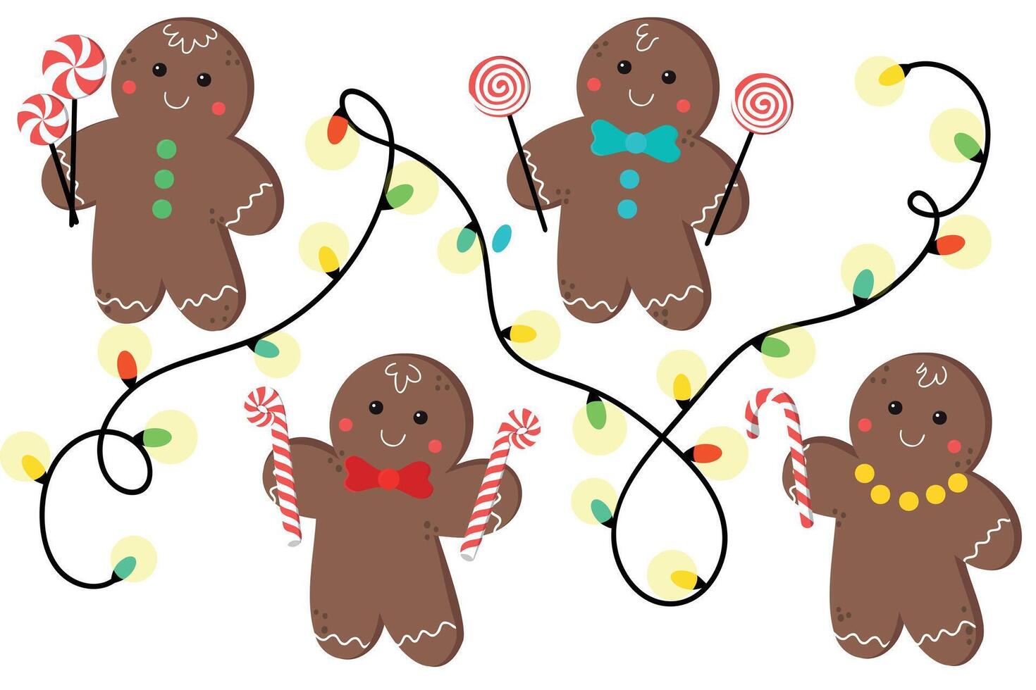 Gingerbread man collection. vector