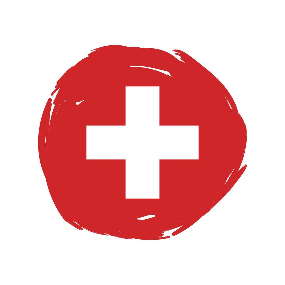 Flag of Switzerland white grunge brush stroke isolated on white. illustration. vector