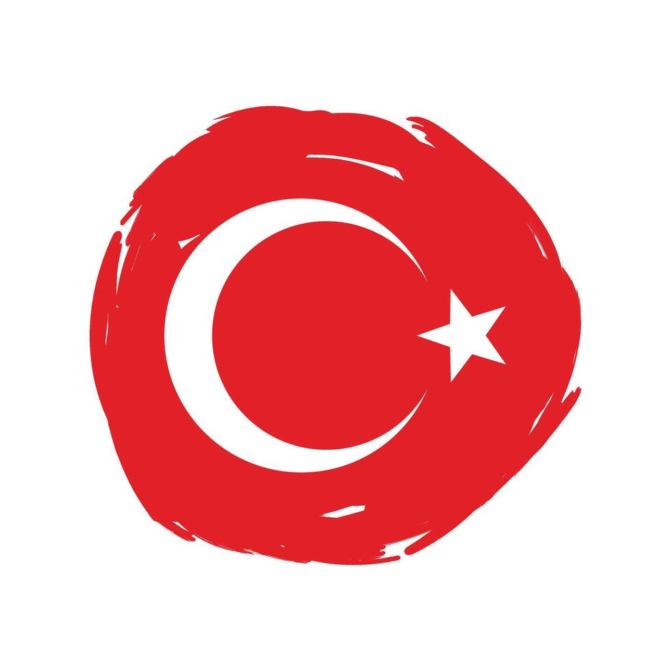Flag of Turkey with grunge brush stroke isolated on white. illustration vector