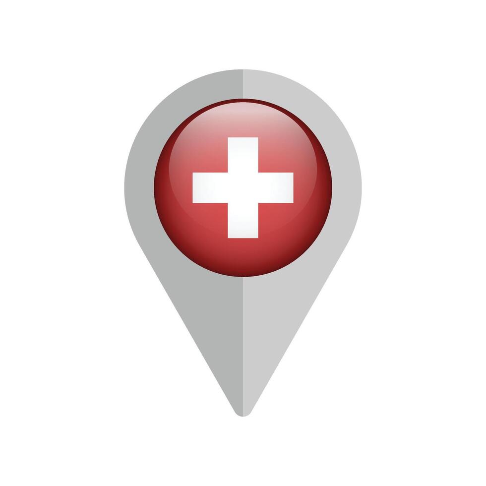 Switzerland flag pin map icon isolated on white. illustration. vector