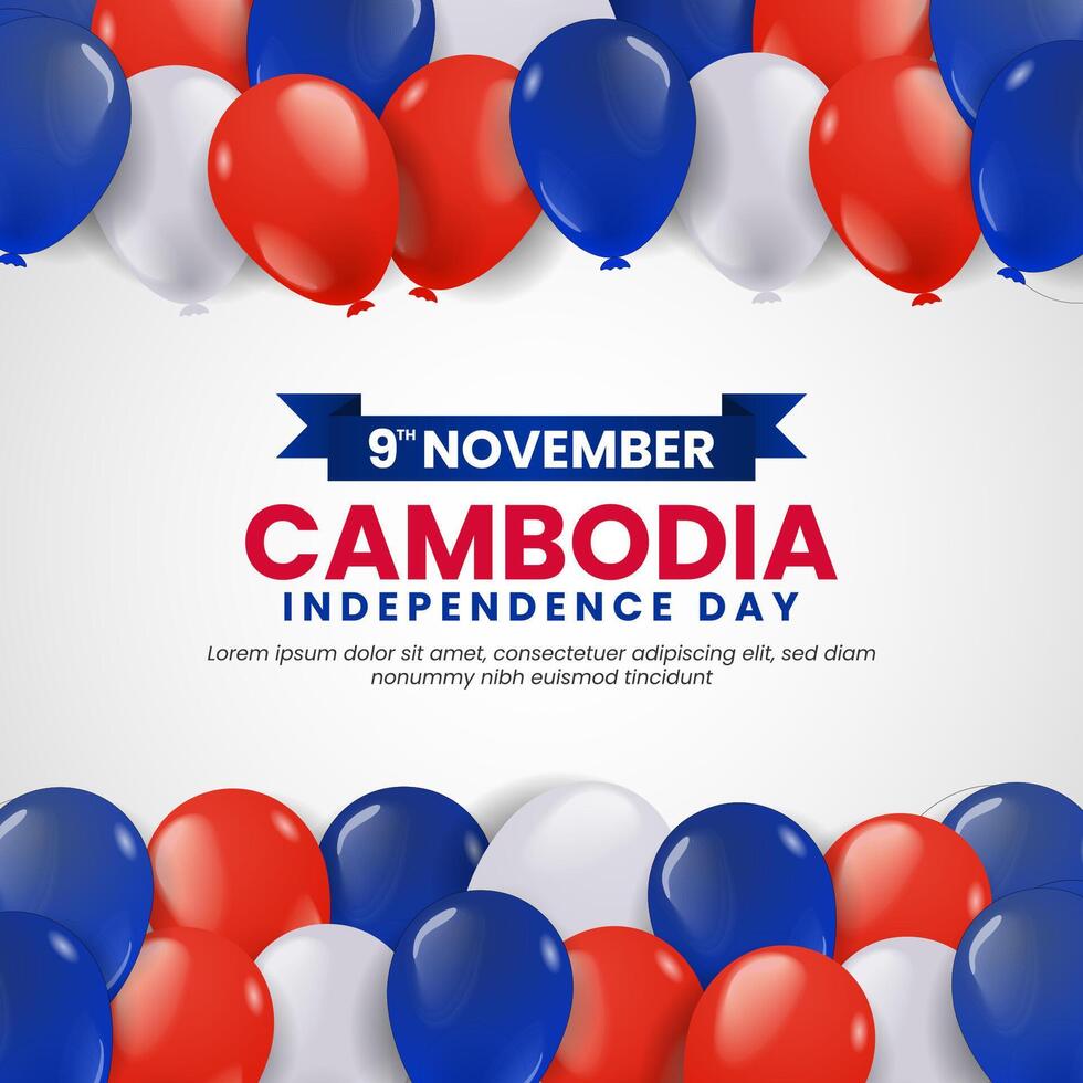 Cambodia Independence day Background, November 9 with balloons illustration decoration. Suitable for greeting card, poster and banner. vector