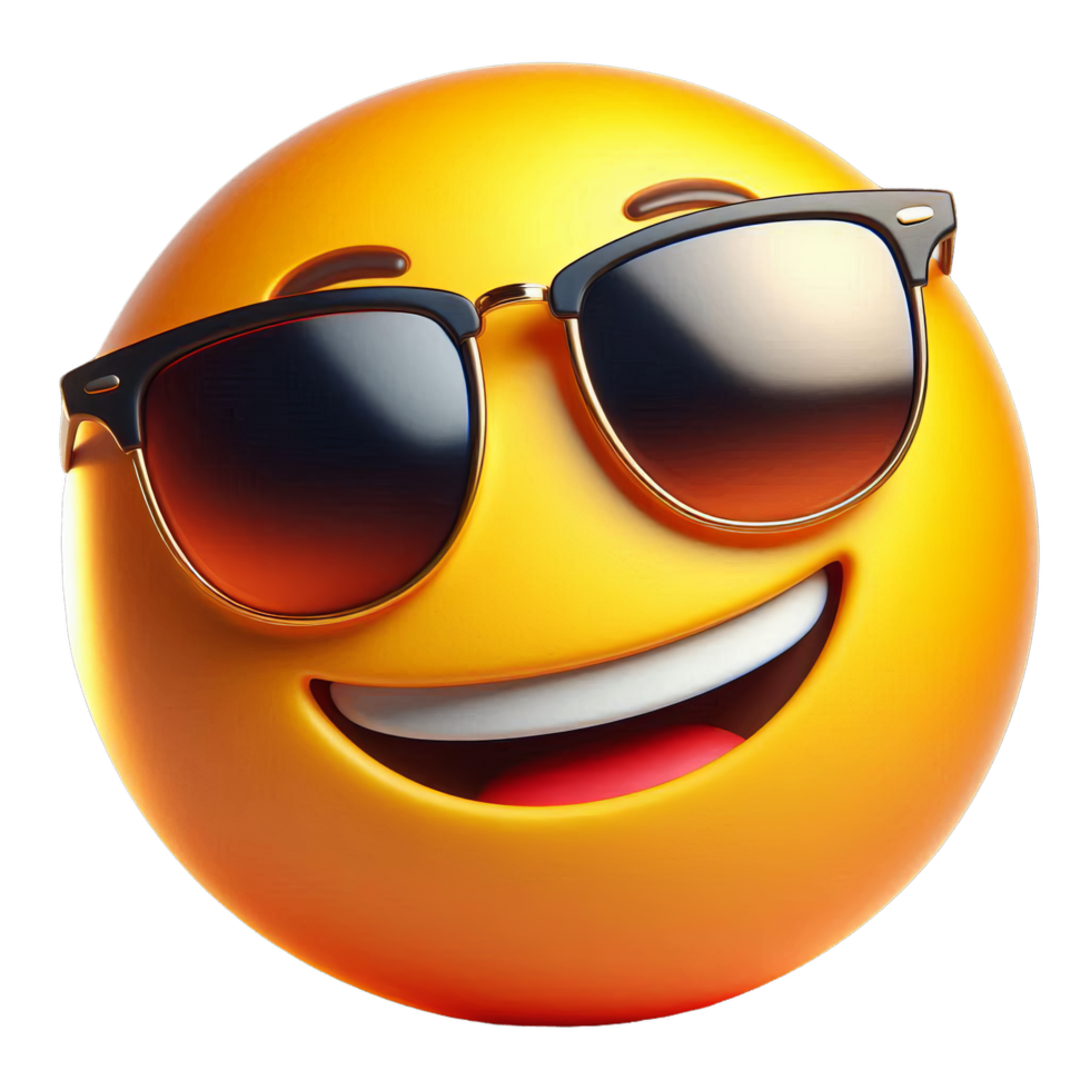 A smiling emoticion with sunglasses on png