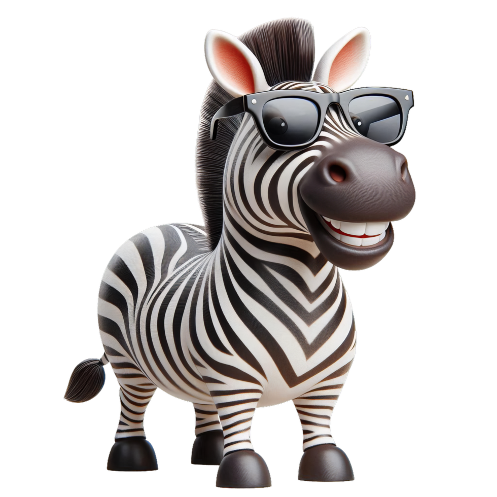 A cartoon zebra wearing sunglasses png