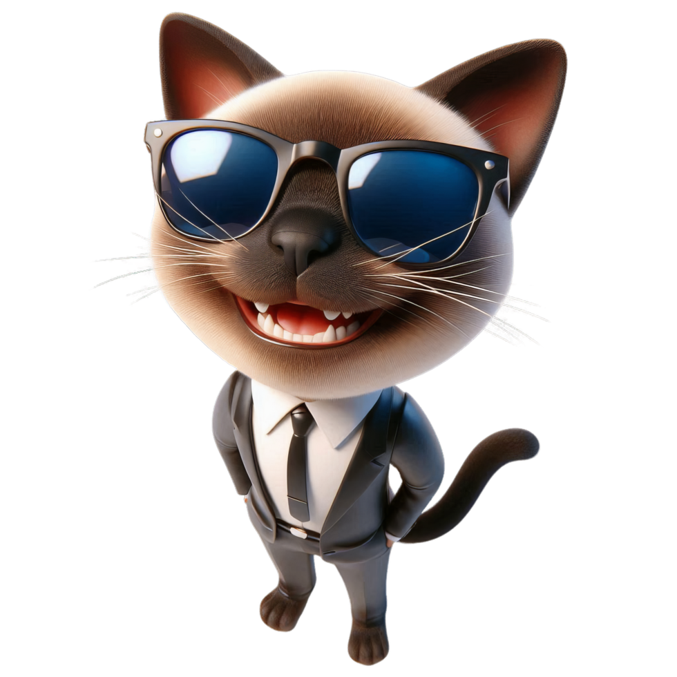 A cartoon cat wearing sunglasses and a suit png
