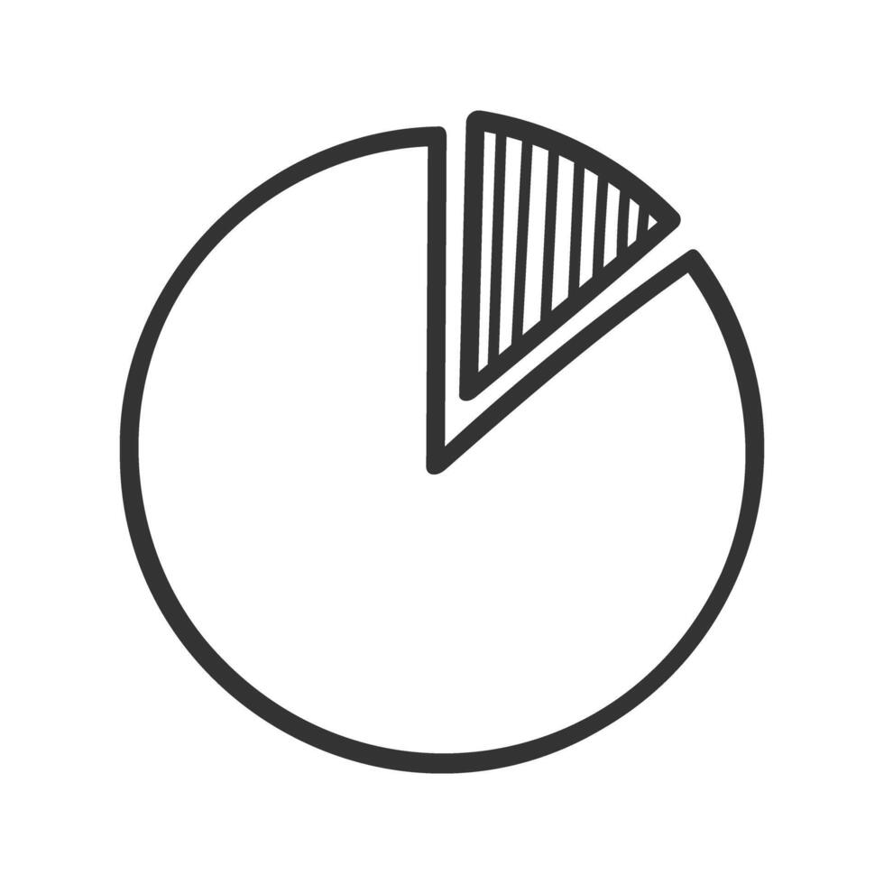 Donut or pie chart in doodle style. Hand drawn round diagram with separated fragment. Circle shape with divided hatched slice vector