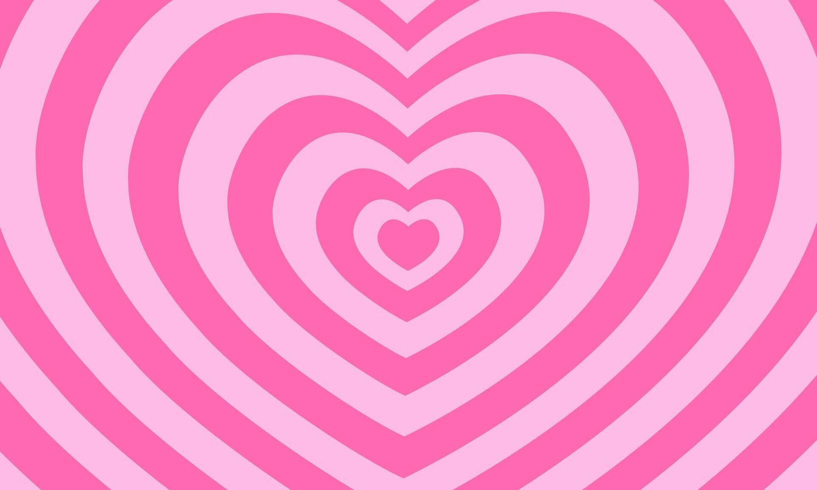 Repeating pink hearts background in trendy girly 2000s design. Romantic psychedelic pattern in y2k style. Valentine day card template vector