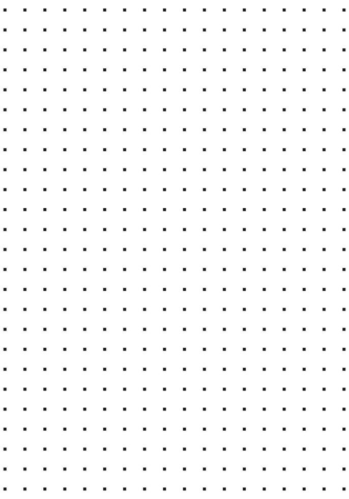 Vertical notebook page template. Bullet journal texture. Black dot grid on white background. Square points seamless pattern. School or office paper background vector