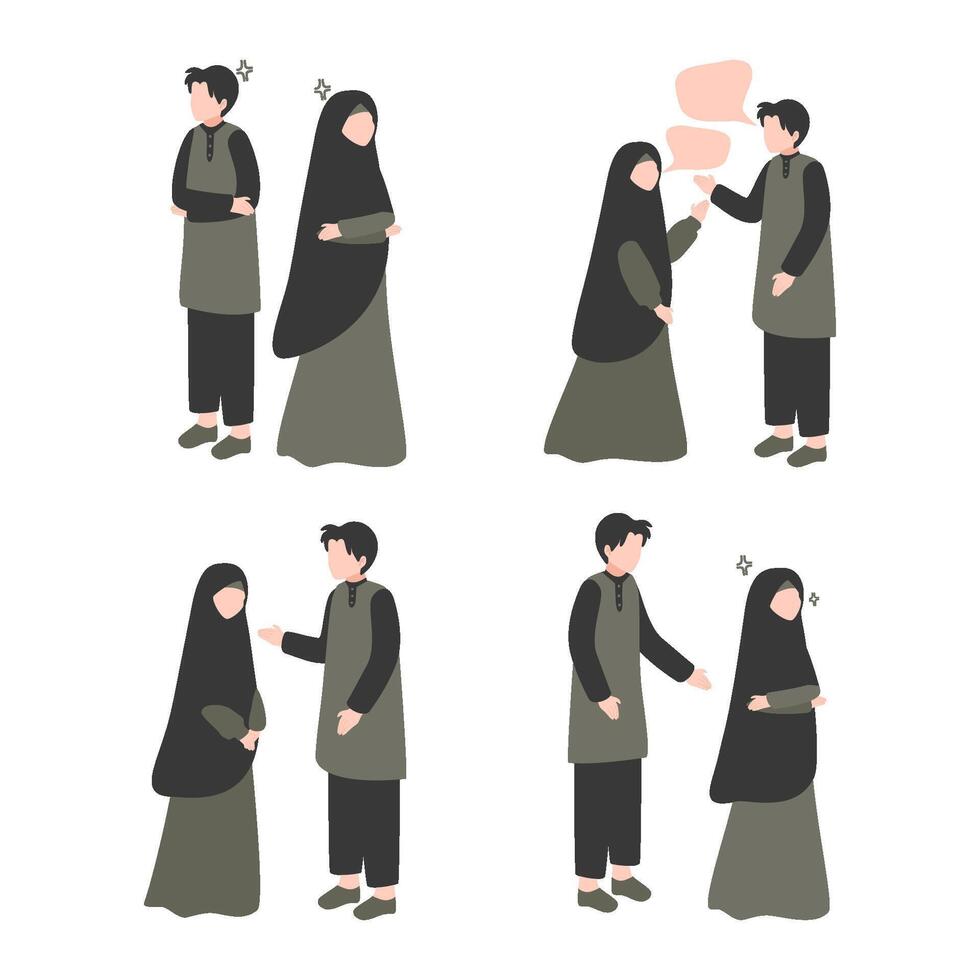 Illustration of Muslim Couple Argue vector