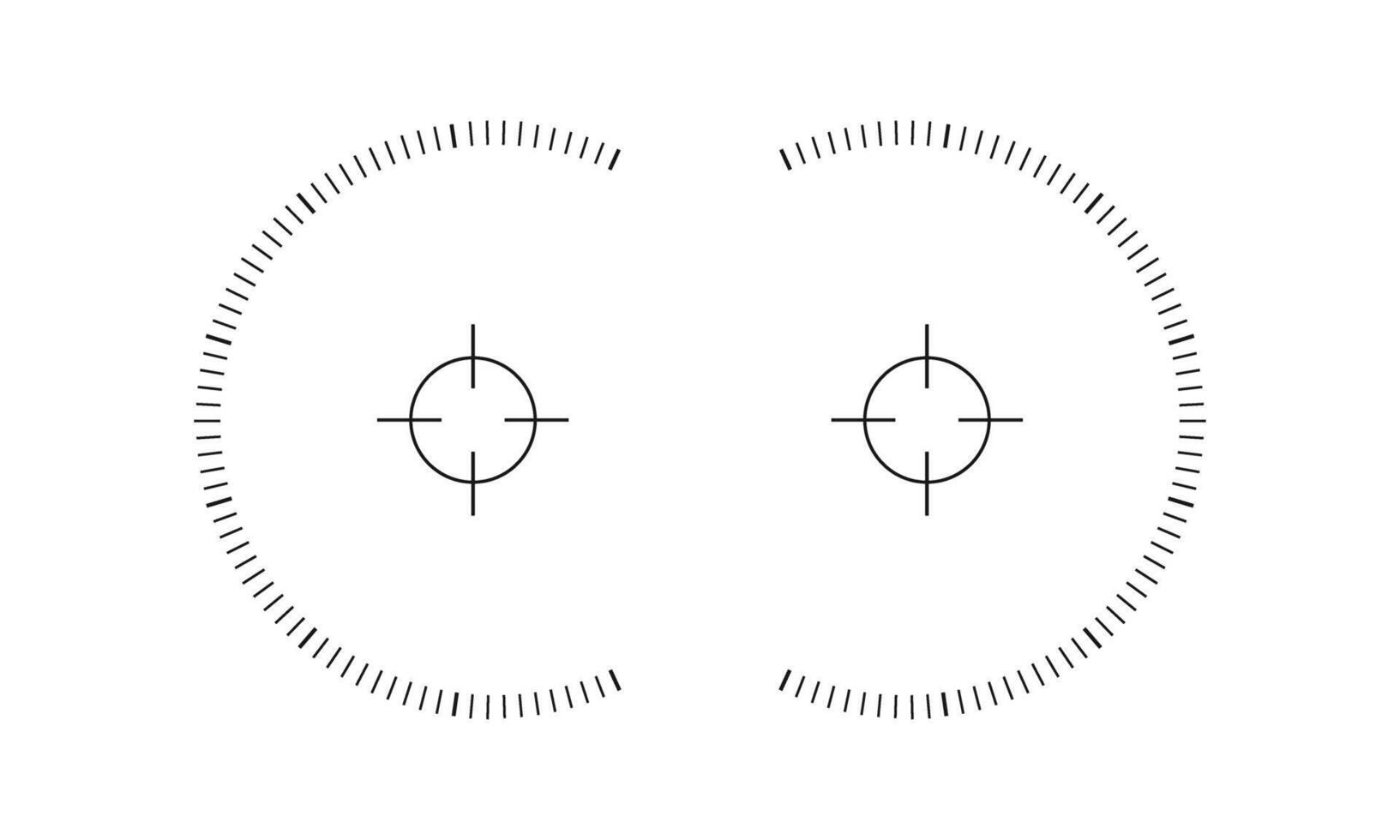 Viewfinder scale of binoculars, sniper weapon, military optic. Graphic distance chart. Digital screen point of view vector