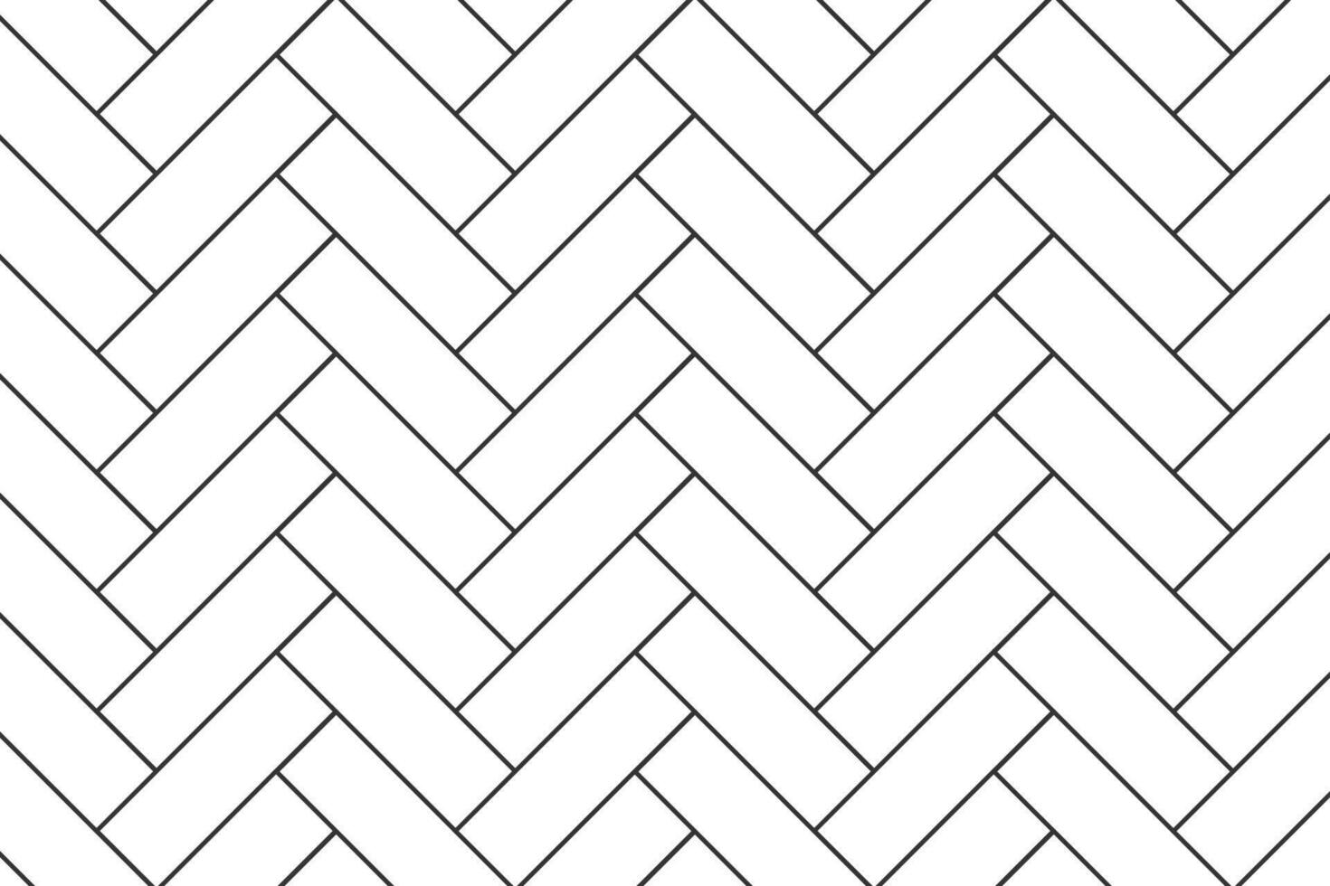 Herringbone or fishbone tile pattern. Brick or panel wall background. Parquet texture. Kitchen backsplash or bathroom floor mosaic surface. Causeway layout vector