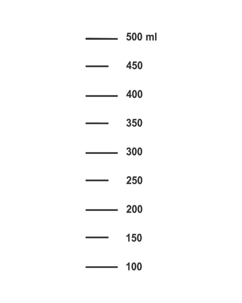 Graphic scale with 500 ml liquid volume for measuring cooking cups or chemistry flasks vector