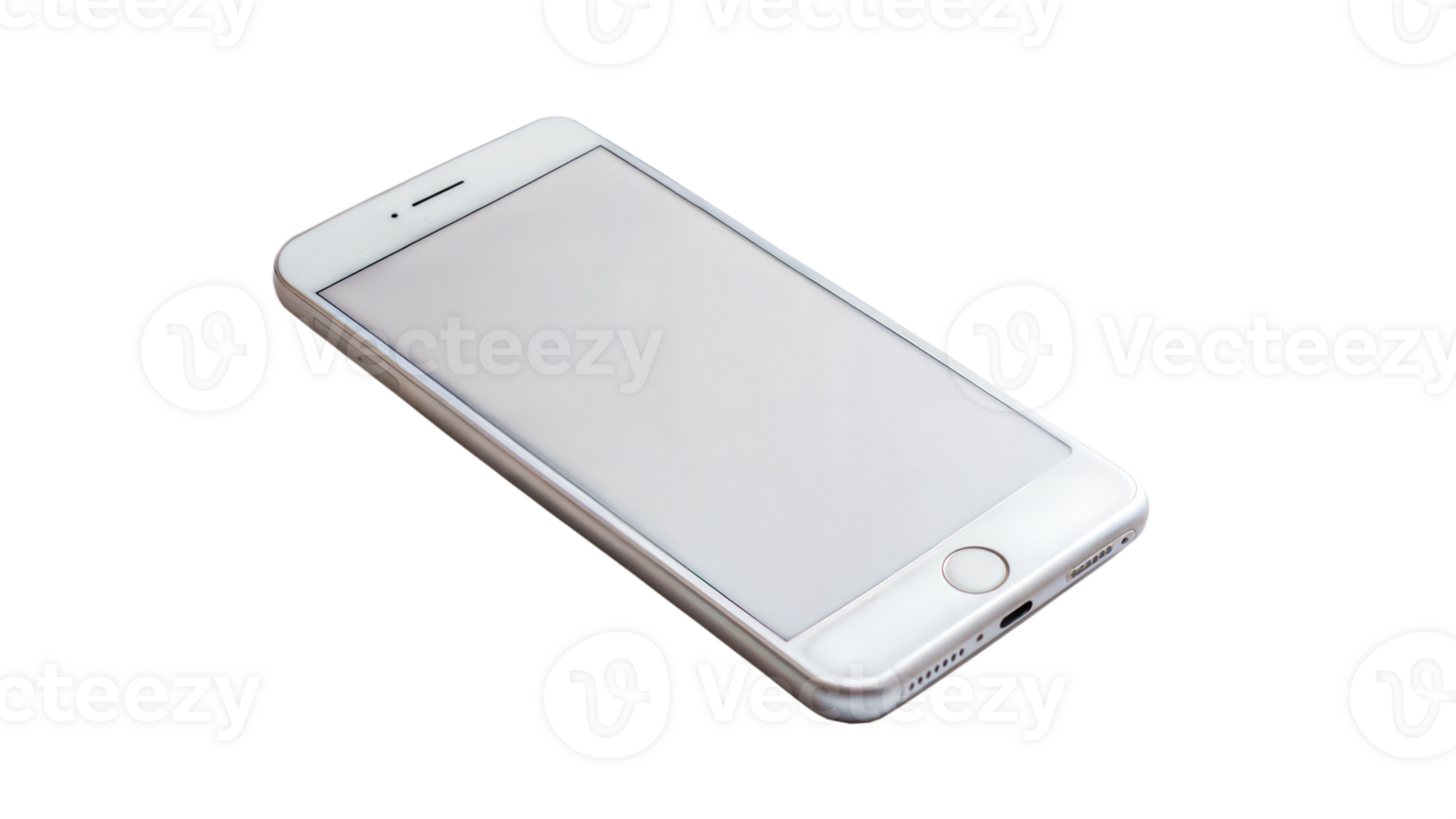 White smartphone with a blank screen, representing mobile communication technology. png