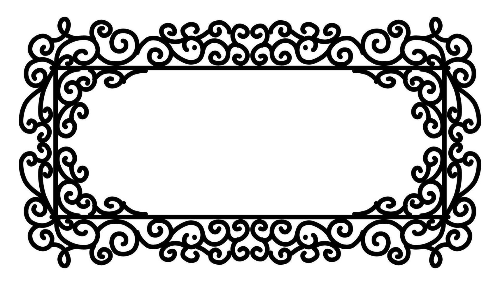 A black and white ornate frame with swirls vector