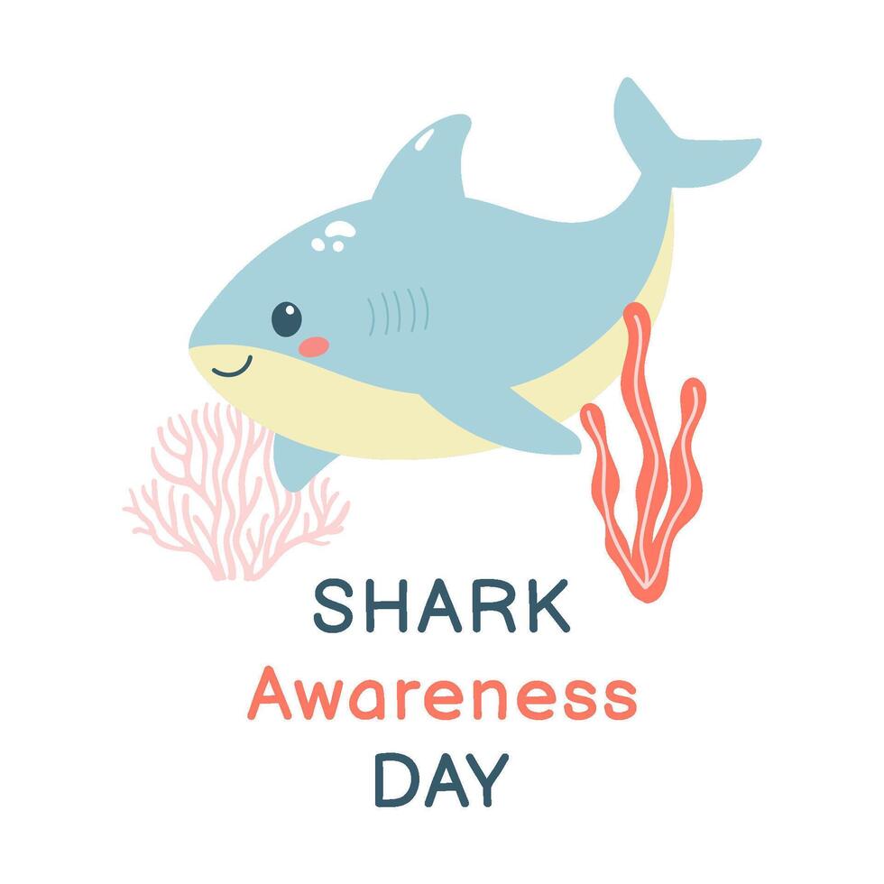 Shark Awareness Day. Template for poster, banner and greeting card vector