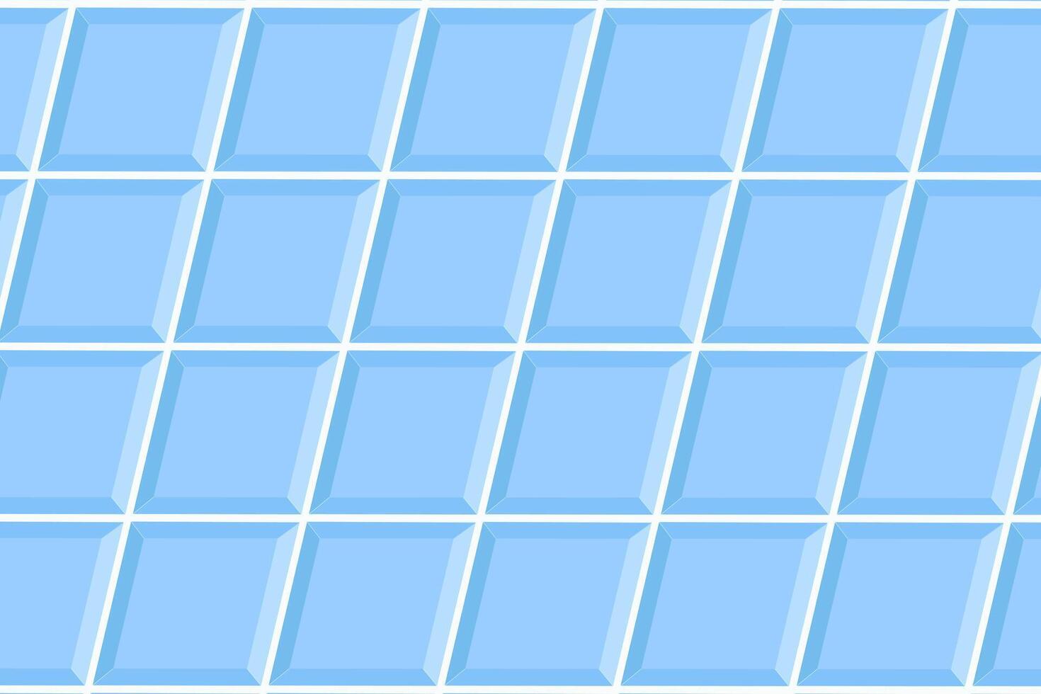 Blue square tile in diagonal arrangement. Bathroom or toilet ceramic wall or floor texture. Interior or exterior mosaic background. Indoor or outdoor surface vector