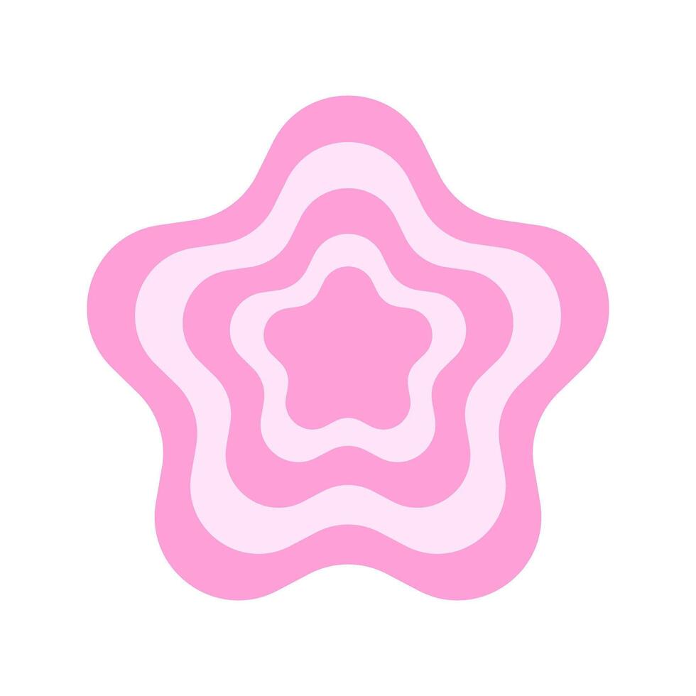 Repeating pink flower icon in trendy y2k style. Retro 2000s design object in pastel colors. Cute girly vintage sticker vector