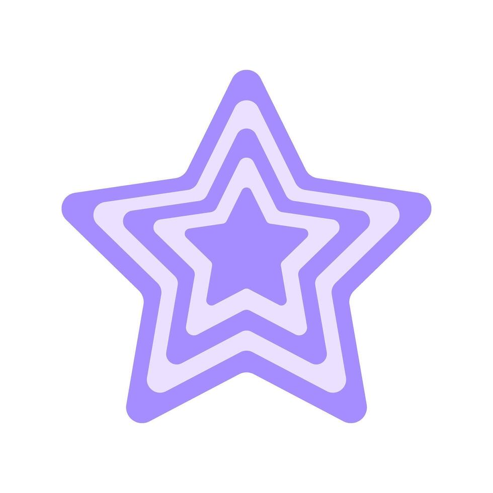 Repeating star icon in y2k retro style. 2000s design object in pastel purple colors. Cute girly vintage sticker vector