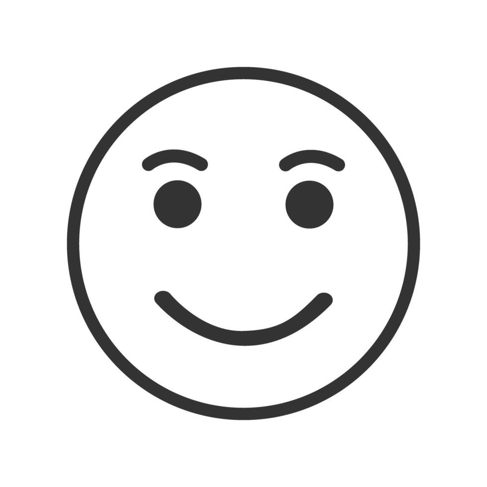 Face icon with positive satisfied emotion. Good, happy, smiling, pleased emoticon expression vector