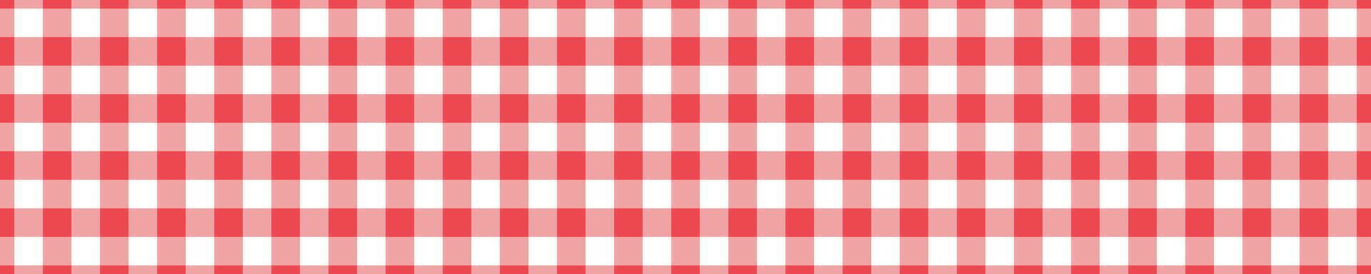 Red and white gingham horizontal background. Picnic blanket, tablecloth, napkin, plaid, clothes checkered texture. Italian style overlay. Fabric geometric seamless pattern. Retro textile design vector