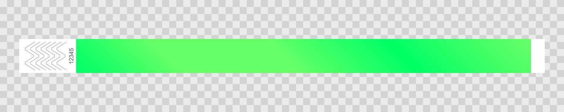 Paper event bracelet template. Mockup of green entrance wristband for concert, festival, cinema, party, disco. Patient identification armlet vector