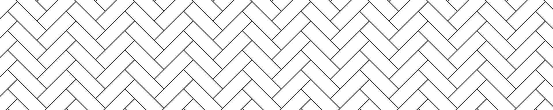 Herringbone or fishbone tile pattern. Parquet texture. Stone or ceramic brick wall background. Kitchen backsplash or bathroom floor zigzag mosaic surface. Pavement layout vector